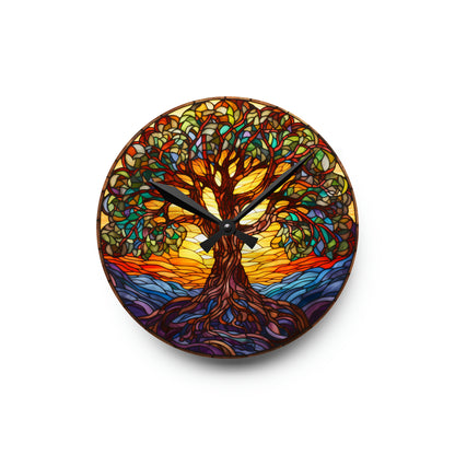 Tree Of Life, Christian Faith, Stained Glass Style, Acrylic Wall Clock