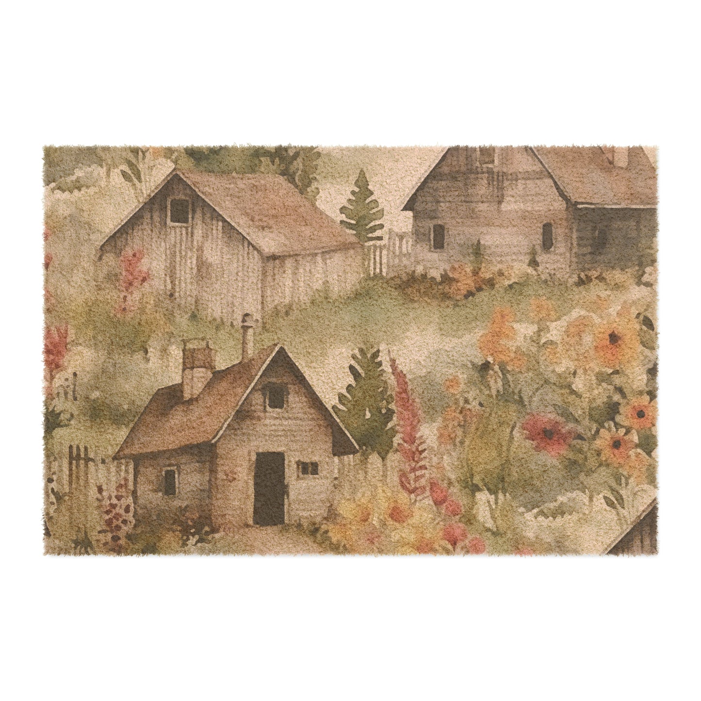 Cottagecore Classic House - Charming Rustic Grandmillenial Style - Eclectic Colors - Door Coir Mat