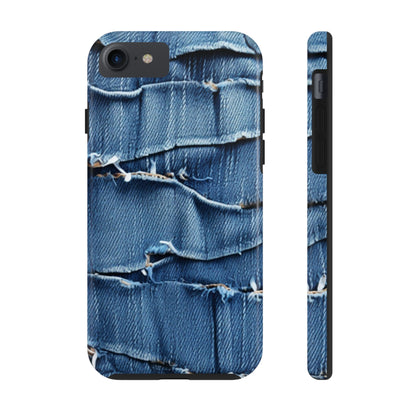 Midnight Blue Distressed Denim: Rugged, Torn & Stylish Design - Tough Phone Cases