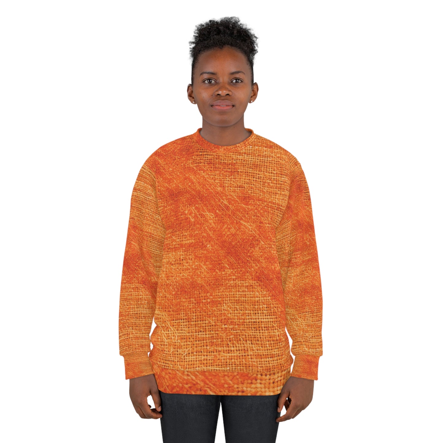 Burnt Orange/Rust: Denim-Inspired Autumn Fall Color Fabric - Unisex Sweatshirt (AOP)