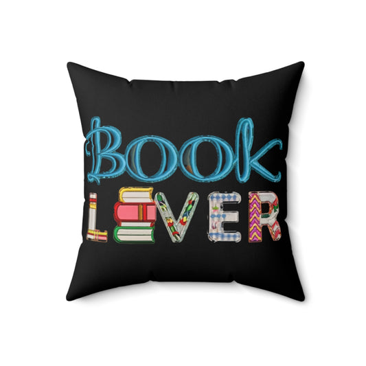 Bookworm Book Lover - Artistic Embroidery Style for Literature Fans - Spun Polyester Square Pillow