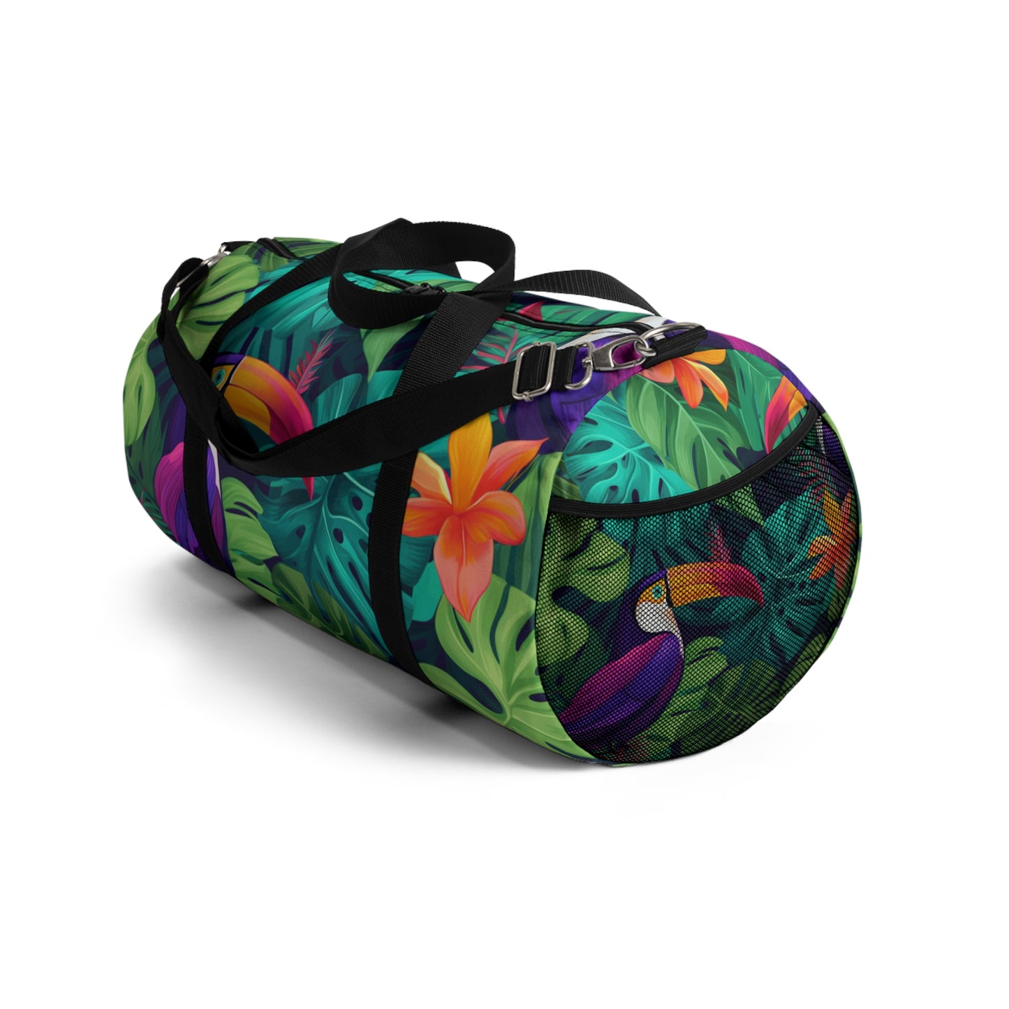 Vivid Tropical Birds & Leaves - Seamless Pattern Duffel Bag