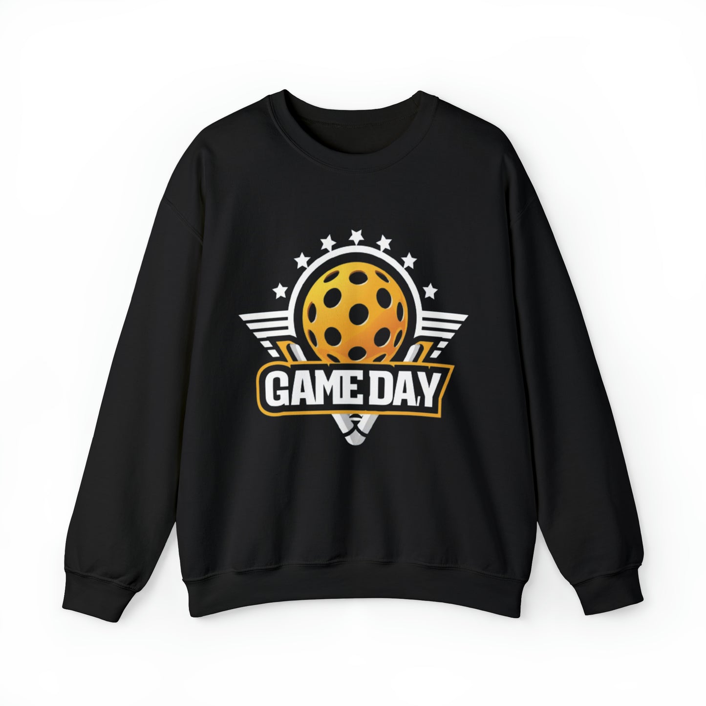 Stellar Pickleball Game Day Emblem with Stars and Winged Ball Design - Unisex Heavy Blend™ Crewneck Sweatshirt