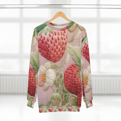 Fresas de frutos rojos - Fruta bordada - Diseño de alimentos para fiestas de cultivos saludables - Sudadera unisex (AOP) 