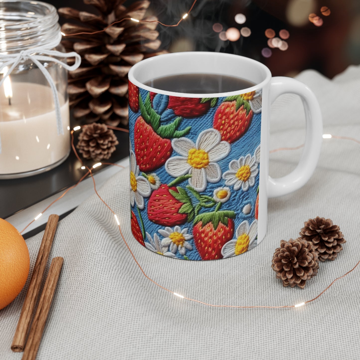 Orchard Berries: Juicy Sweetness from Nature's Garden - Fresh Strawberry Elegance - Ceramic Mug 11oz