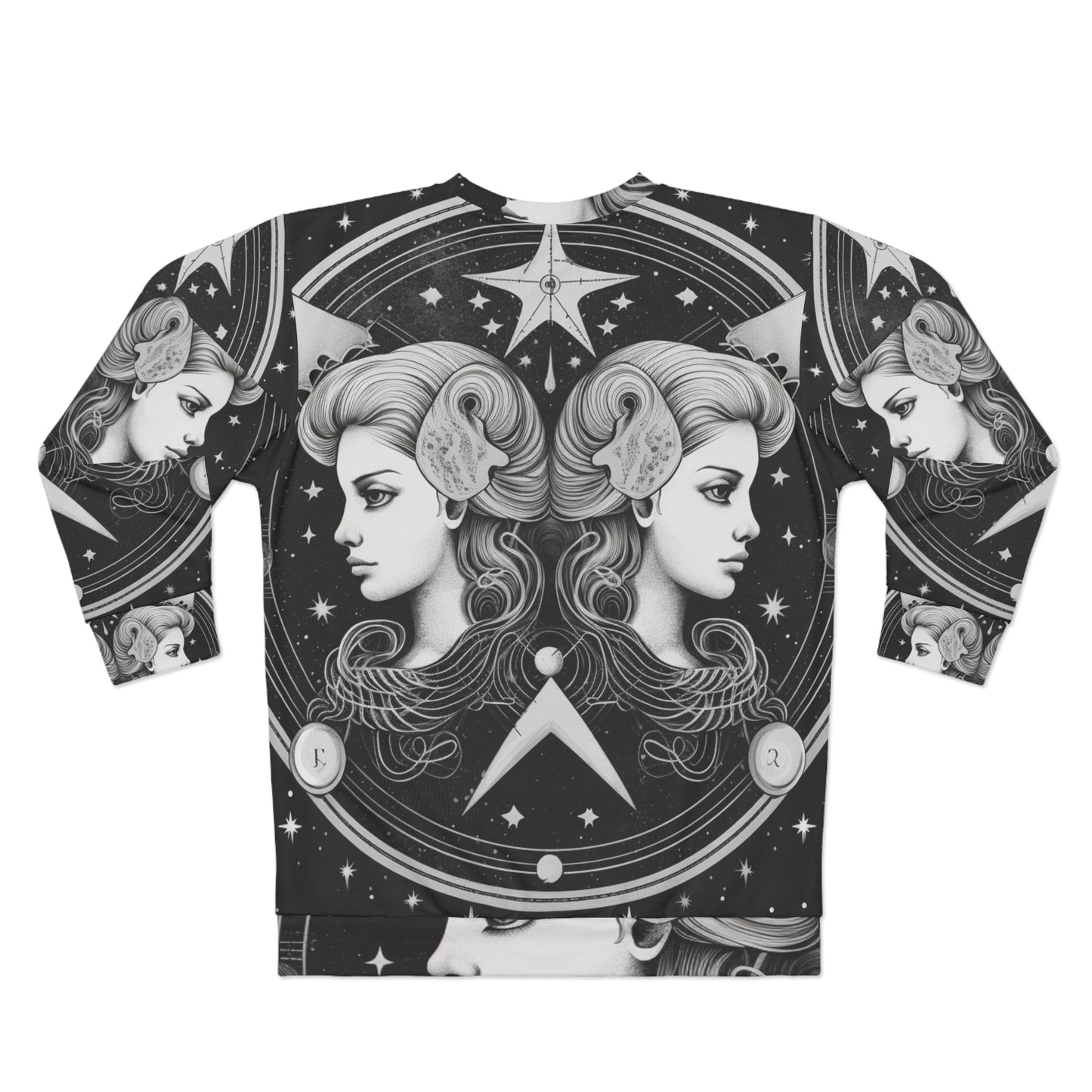 Gemini Zodiac Twins Design - Celestial Astrology Theme - Unisex Sweatshirt (AOP)