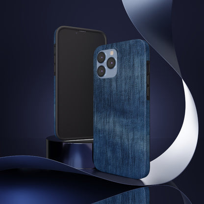 Indigo Splash: Washed Denim Reverie in Deep Blue - Tough Phone Cases