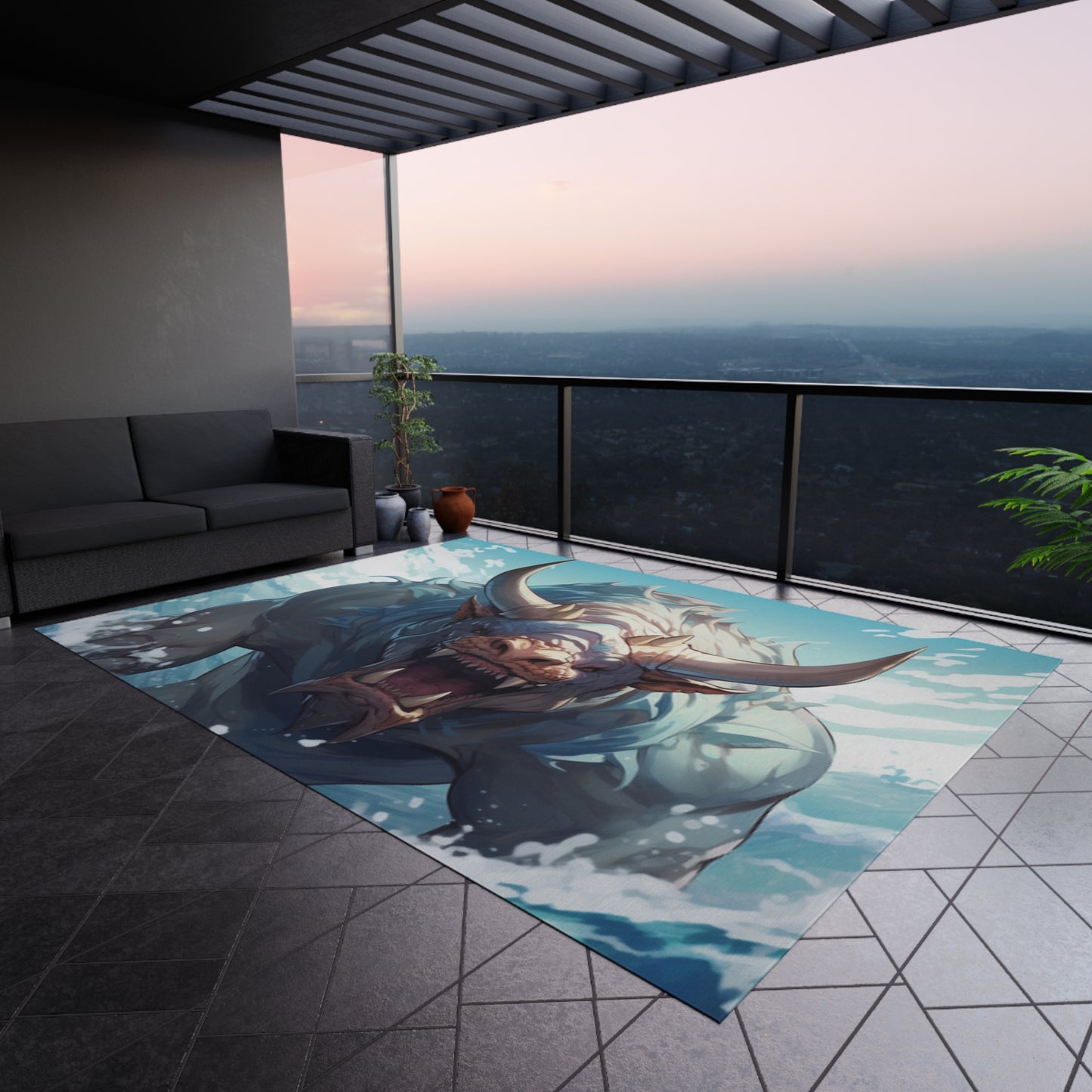 Bull Shark Fusion: Water Fantasy - Hybrid Ocean Marine Animal - Outdoor Rug