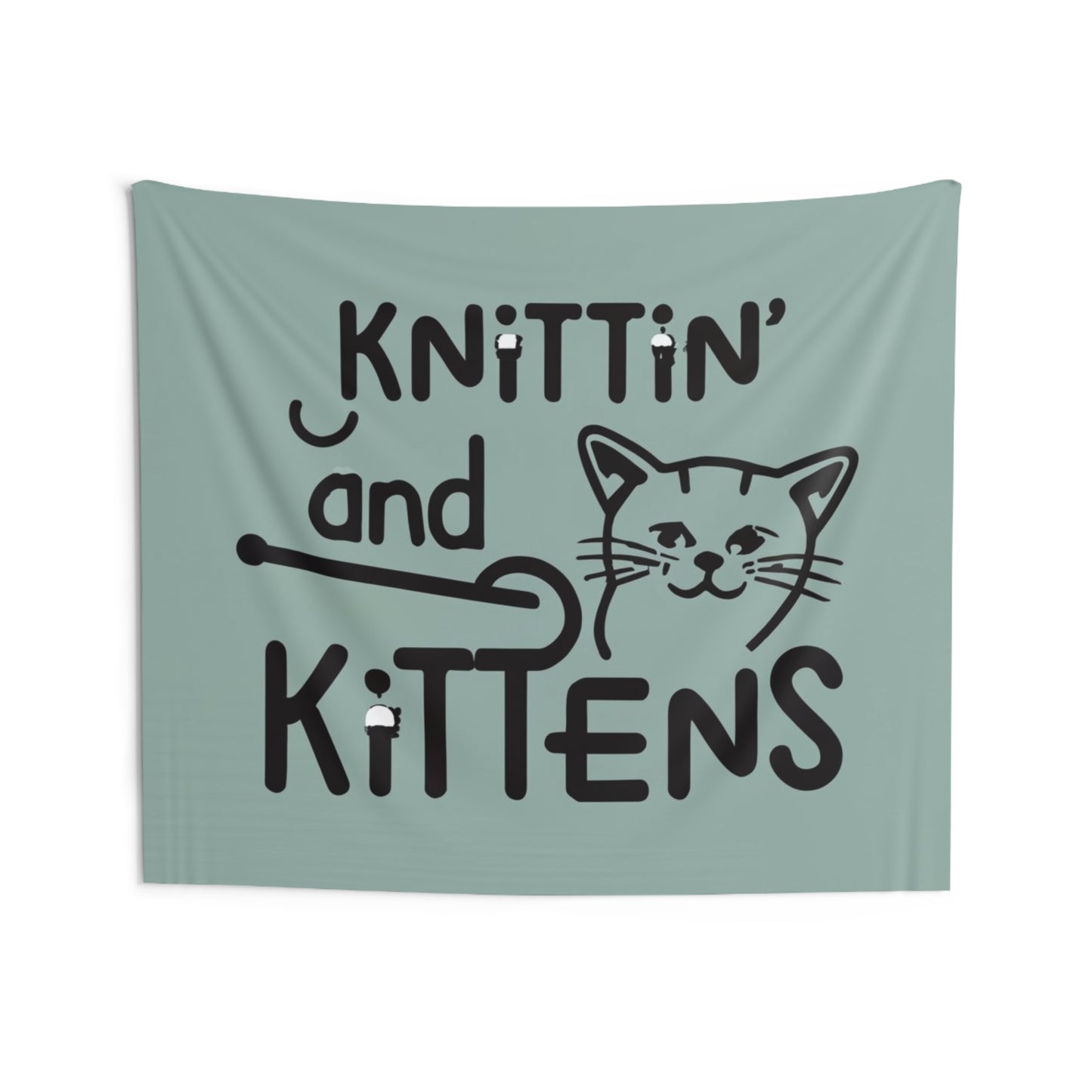 Knitting Whiskers: Purr-fect Kittin with Kittens Design - Indoor Wall Tapestries