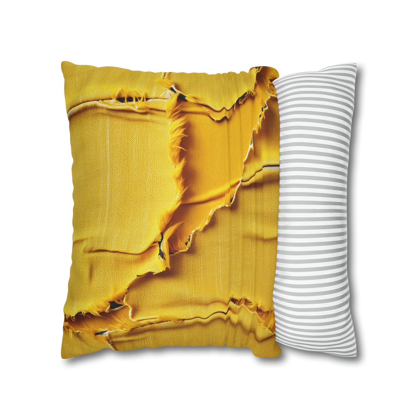 Banana Yellow Lemon: Bold Distressed, Denim-Inspired Fabric - Spun Polyester Square Pillow Case