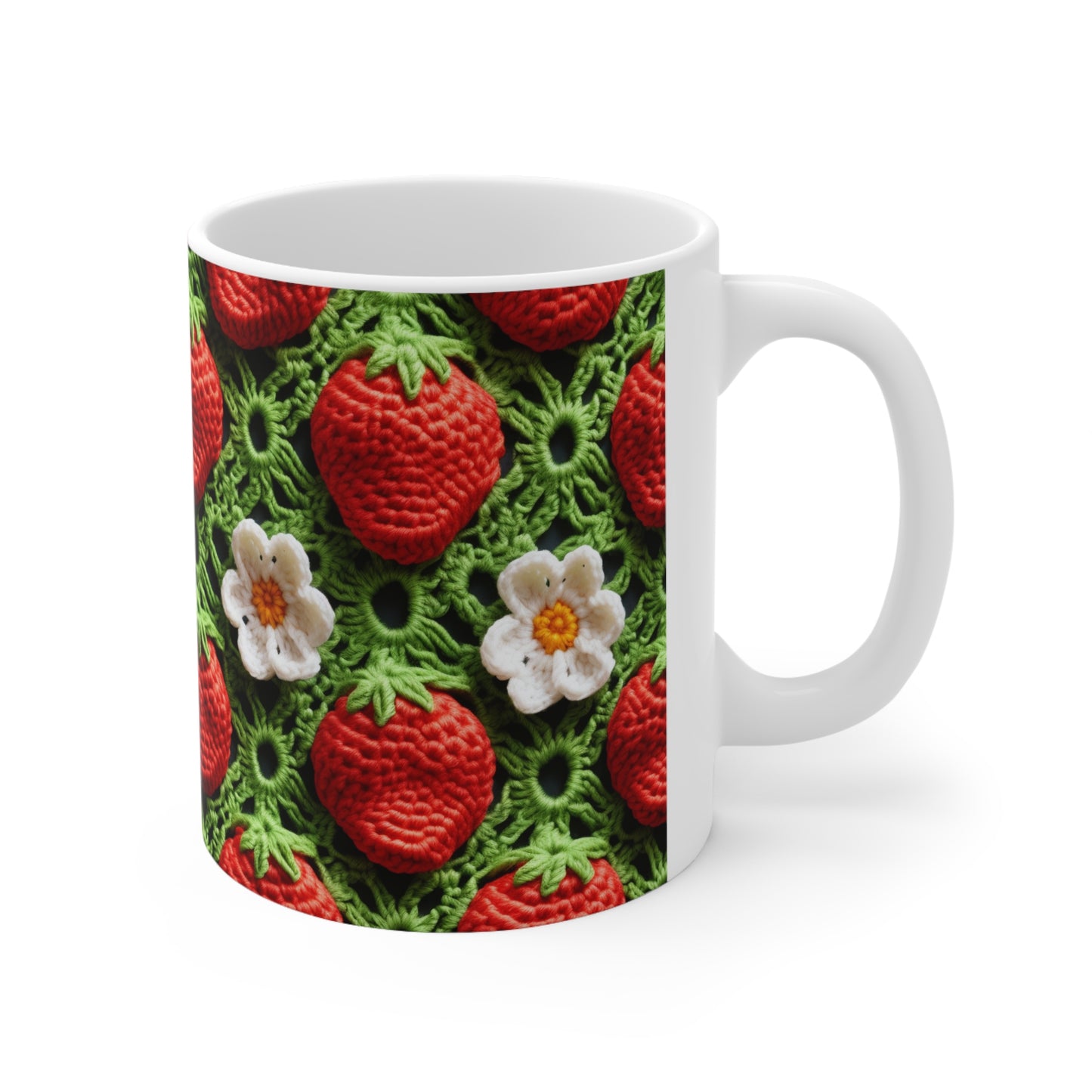 Strawberry Field Crochet - Forever Forest Greens - Fruit Berry Harvest Crop - Ceramic Mug 11oz