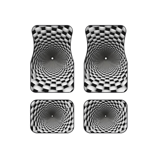 3D Optical Illusion Vortex - endless warp Hole Car Mats (Set of 4)