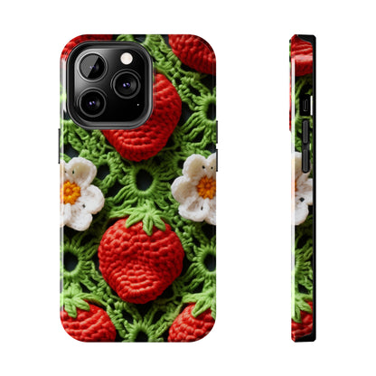 Strawberry Field Crochet - Forever Forest Greens - Fruit Berry Harvest Crop - Tough Phone Cases