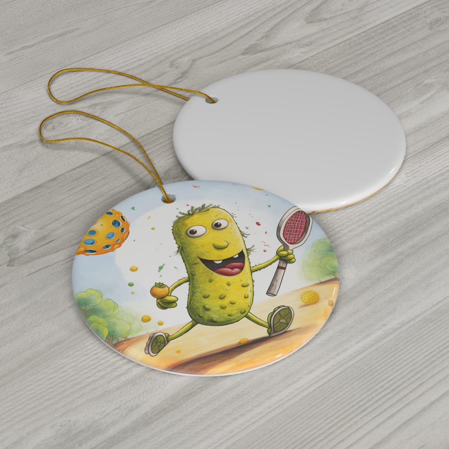 Pickleball Play: Pickle Sport Action Game, Fast Dink Ball - Ceramic Ornament, 4 Shapes