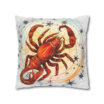 Astrología de Escorpio espinoso - Horóscopo celestial de Escorpión del Zodíaco afilado - Funda de almohada cuadrada de poliéster hilado 