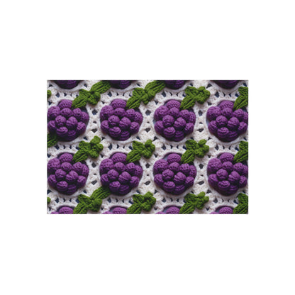 Crochet Grapes Pattern - Granny Square Design - Fresh Fruit Pick - Orchard Purple Snack Food - Outdoor Rug