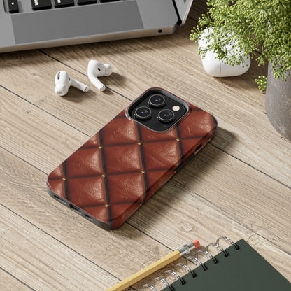 Brown Leather Cognac Pattern Rugged Durable Design Style - Tough Phone Cases