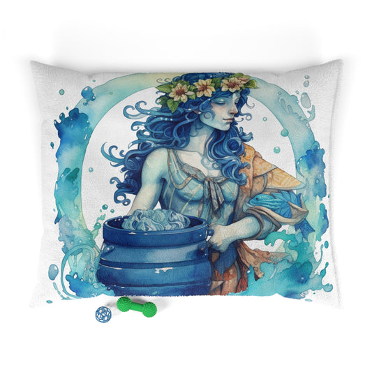 Artistic Aquarius Zodiac - Watercolor Water-Bearer Depiction - Pet Bed