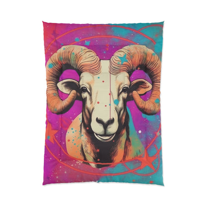 Pop Art Aries Constellation - Vibrant Zodiac Ram Symbol - Comforter