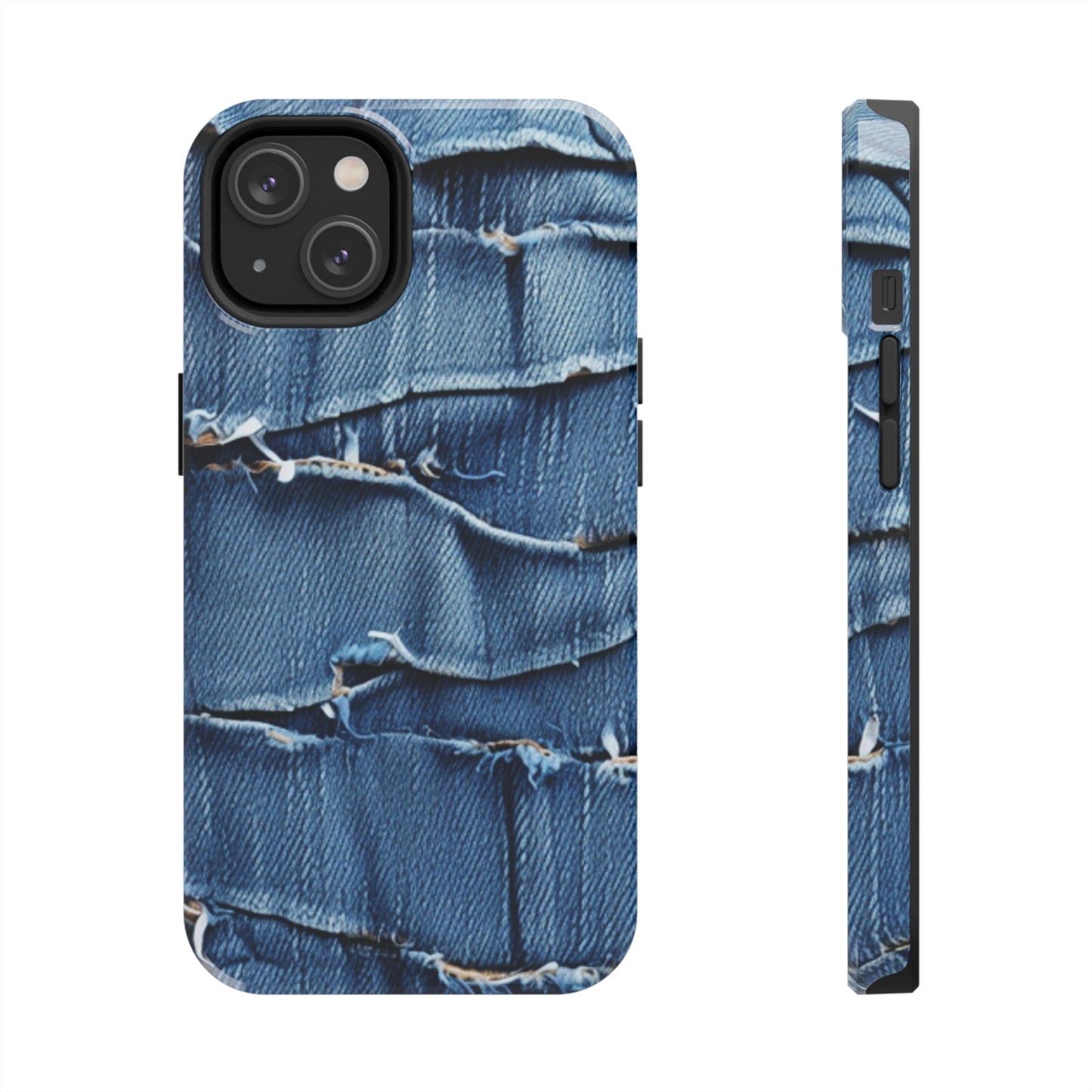 Midnight Blue Distressed Denim: Rugged, Torn & Stylish Design - Tough Phone Cases