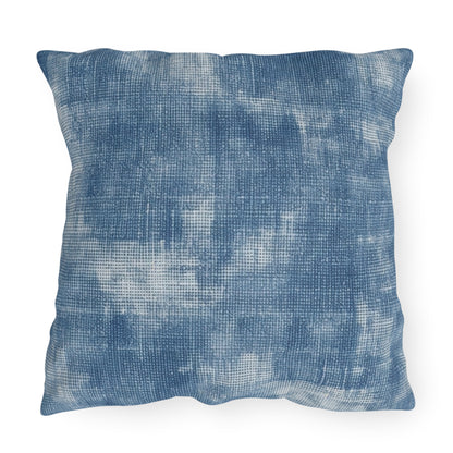 Azul descolorido descolorido: tela con estilo inspirada en la mezclilla - Almohadas para exteriores