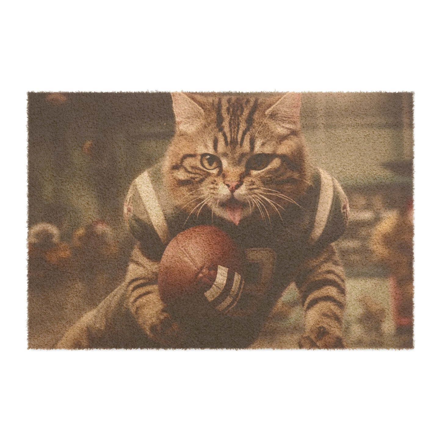 Football Field Kitten Cats in Sport Tackling Scoring Game Position - Door Coir Mat