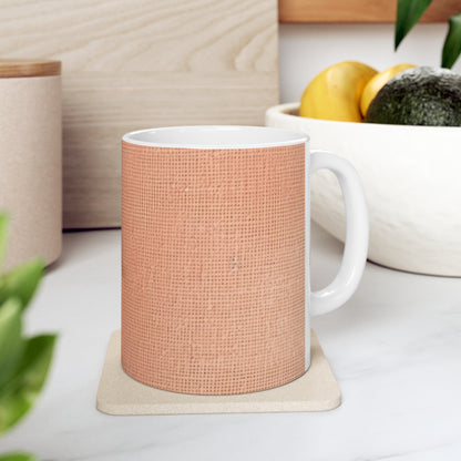 Soft Pink-Orange Peach: Denim-Inspired, Lush Fabric - Ceramic Mug 11oz