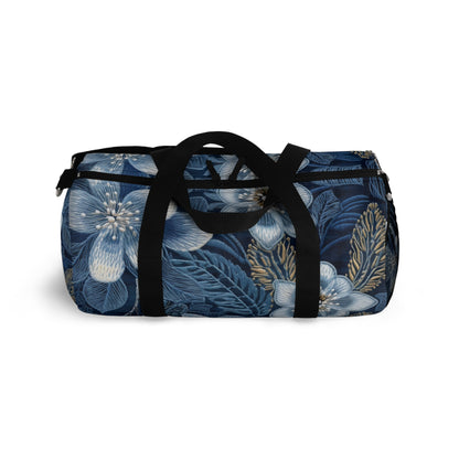 Flower Blossom Embroidery Floral on Denim Style - Duffel Bag