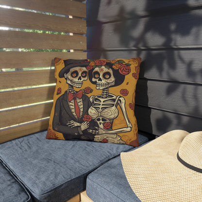 Halloween Wedding Marriage, Bride & Groom - Forever Soulmates - Outdoor Pillows