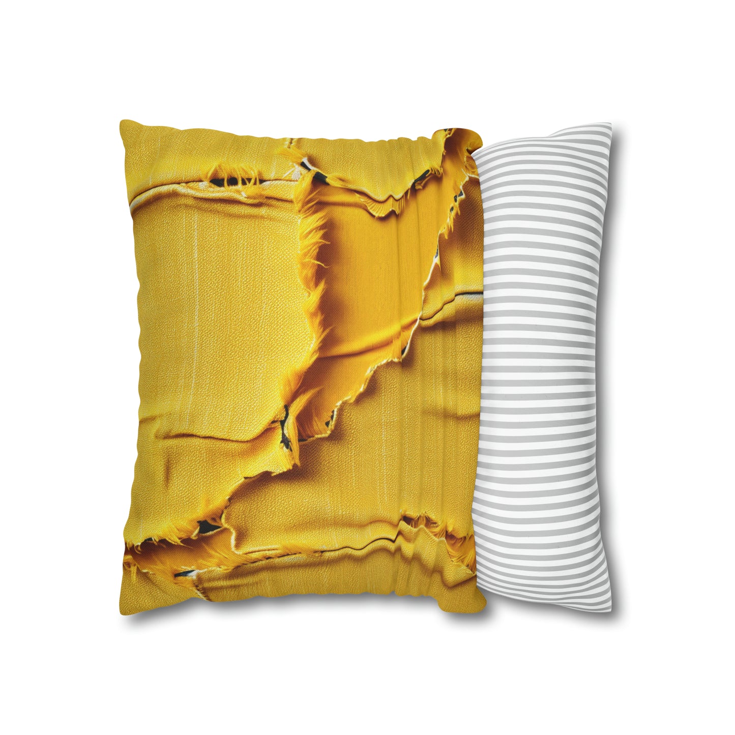 Banana Yellow Lemon: Bold Distressed, Denim-Inspired Fabric - Spun Polyester Square Pillow Case