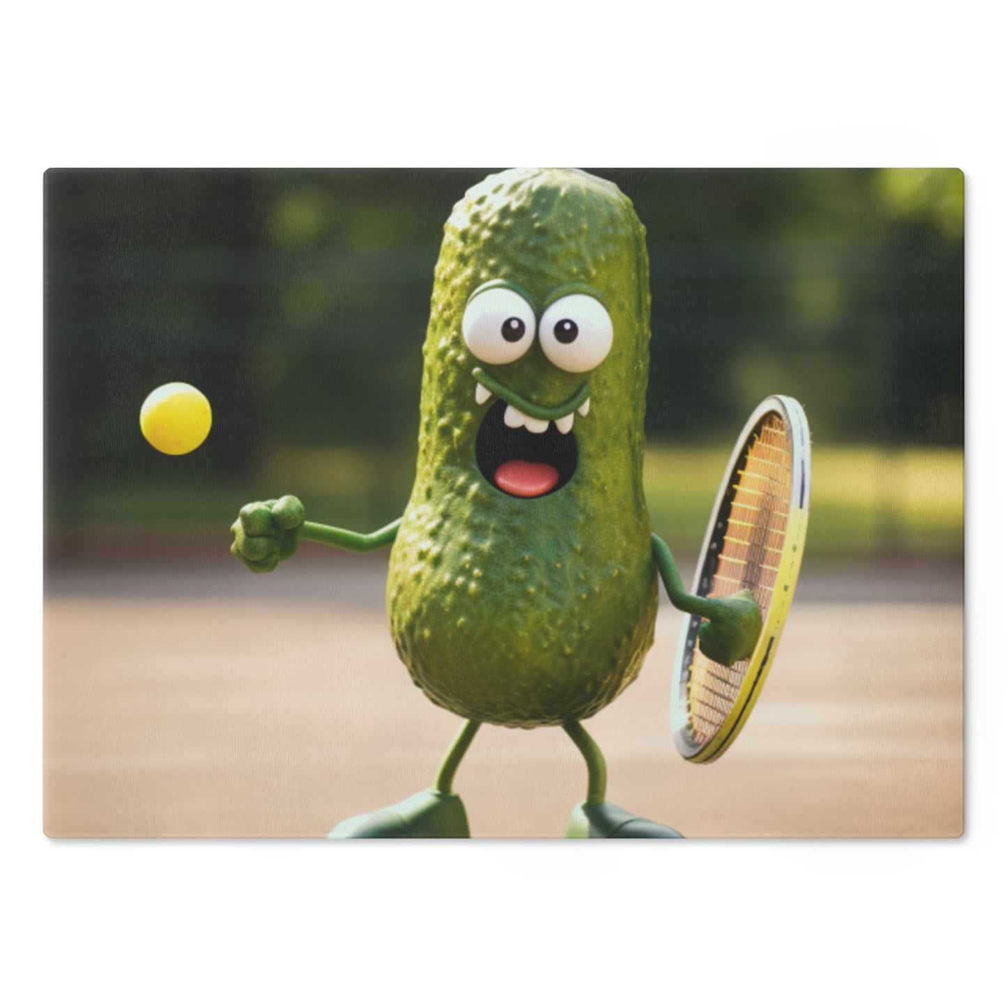 Pickle Playing Pickleball: Serve, Paddle, Game - Court Sport - Cutting Board