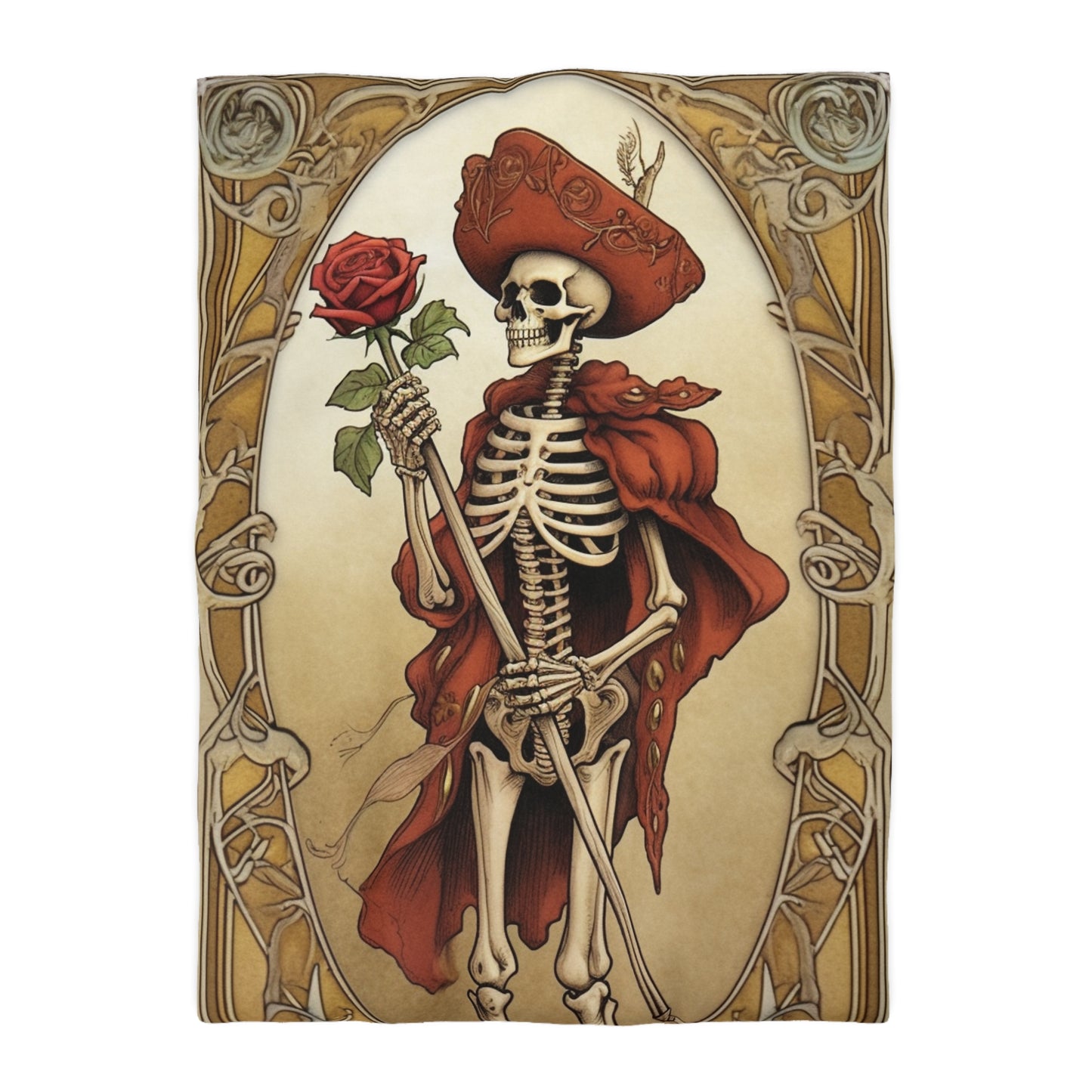 Death Card Tarot - Skeleton, Rose, and Transformation Journey - Microfiber Duvet Cover