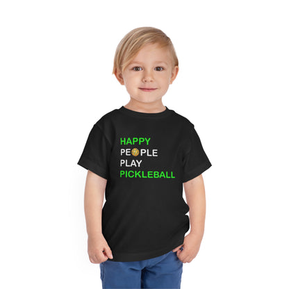 Gráfico del juego deportivo Happy People Play Pickleball - Camiseta de manga corta para niños pequeños 