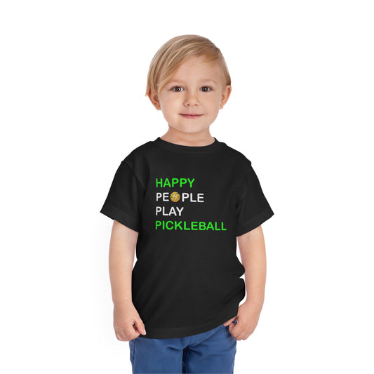 Happy People Play Pickleball Sport Game Graphic - Toddler Short Sleeve Tee