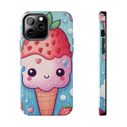 Kawaii Strawberry Sundae Cone - Traditional Japanese Anime Dessert Delight - Sweet Berry Otaku Gift - Tough Phone Cases