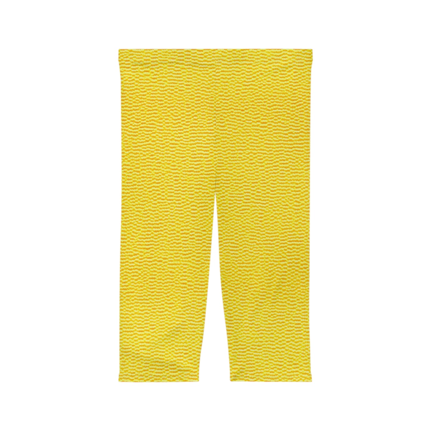 Sunshine Yellow Lemon: Denim-Inspired, Cheerful Fabric - Women’s Capri Leggings (AOP)