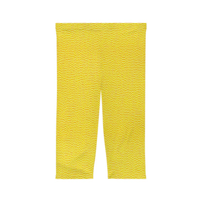 Sunshine Yellow Lemon: Denim-Inspired, Cheerful Fabric - Women’s Capri Leggings (AOP)