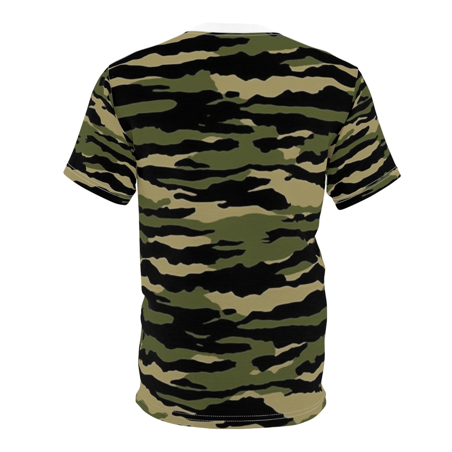 Camuflaje de rayas de tigre: estilo militar - Camiseta unisex cortada y cosida (AOP) 