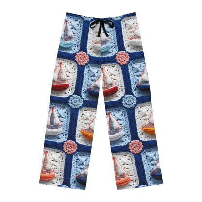 Crochet Boat Ship Sea Vessel Ocean Beach Travel Yacht Design - Men's Pajama Pants (AOP)