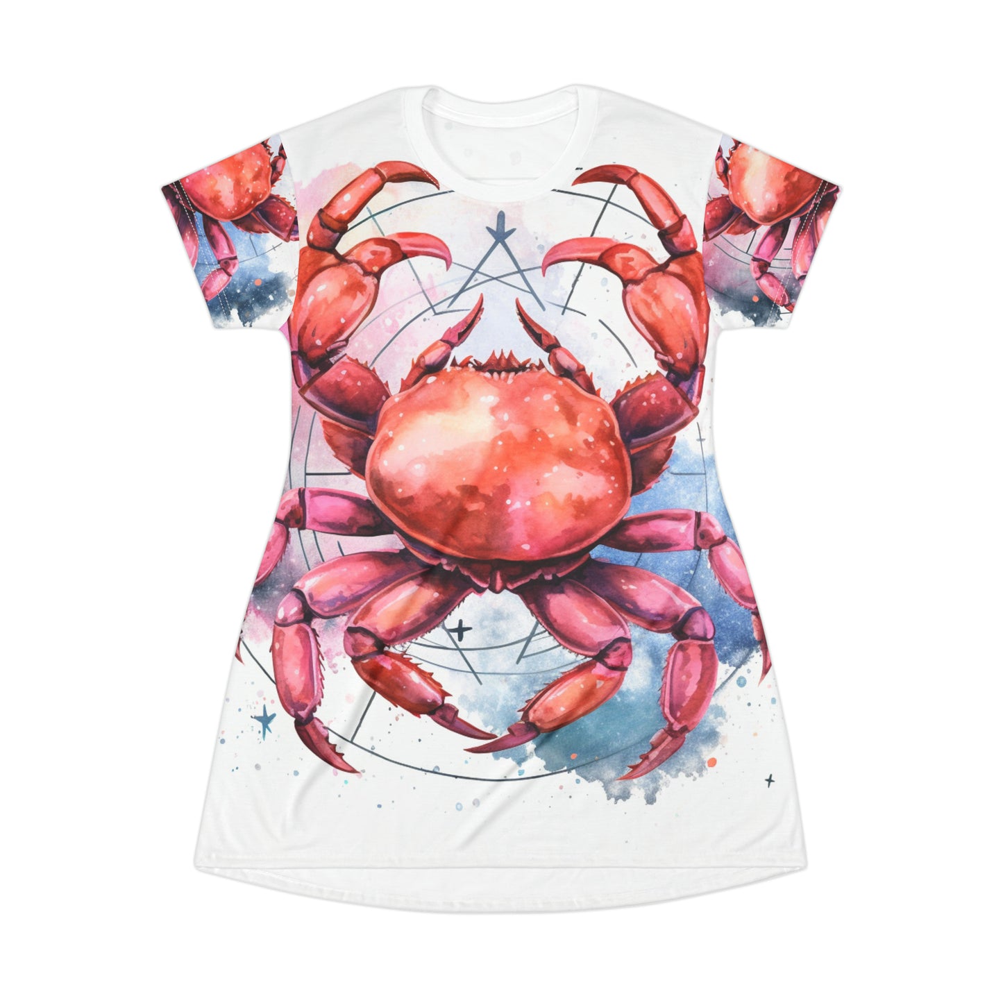 Cancer Star Sign - Elegant Zodiac Astrology - T-Shirt Dress (AOP)