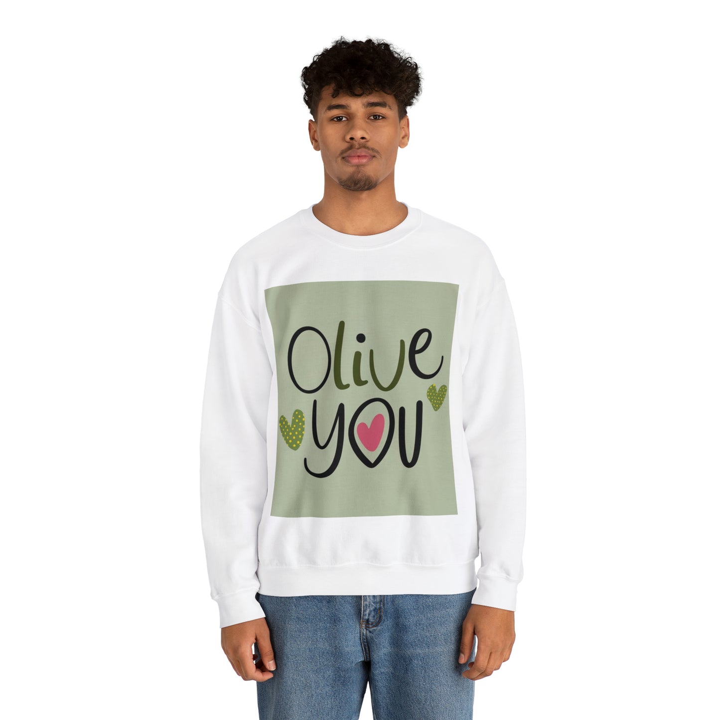 Olive You- I Love You - Fun Pun Meme Saying Quirky Gift - ユニセックス ヘビーブレンド™ クルーネック スウェットシャツ