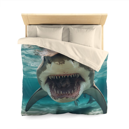 Bull Shark: River Monster Menace - Realistic Dark Water Predator - Microfiber Duvet Cover