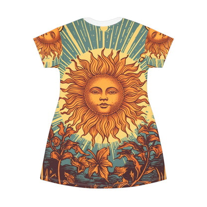 Carta del Tarot del Sol, símbolo de crecimiento, vida y resplandor - Vestido de camiseta (AOP) 