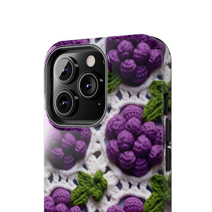 Crochet Grapes Pattern - Granny Square Design - Fresh Fruit Pick - Orchard Purple Snack Food - Tough Phone Cases