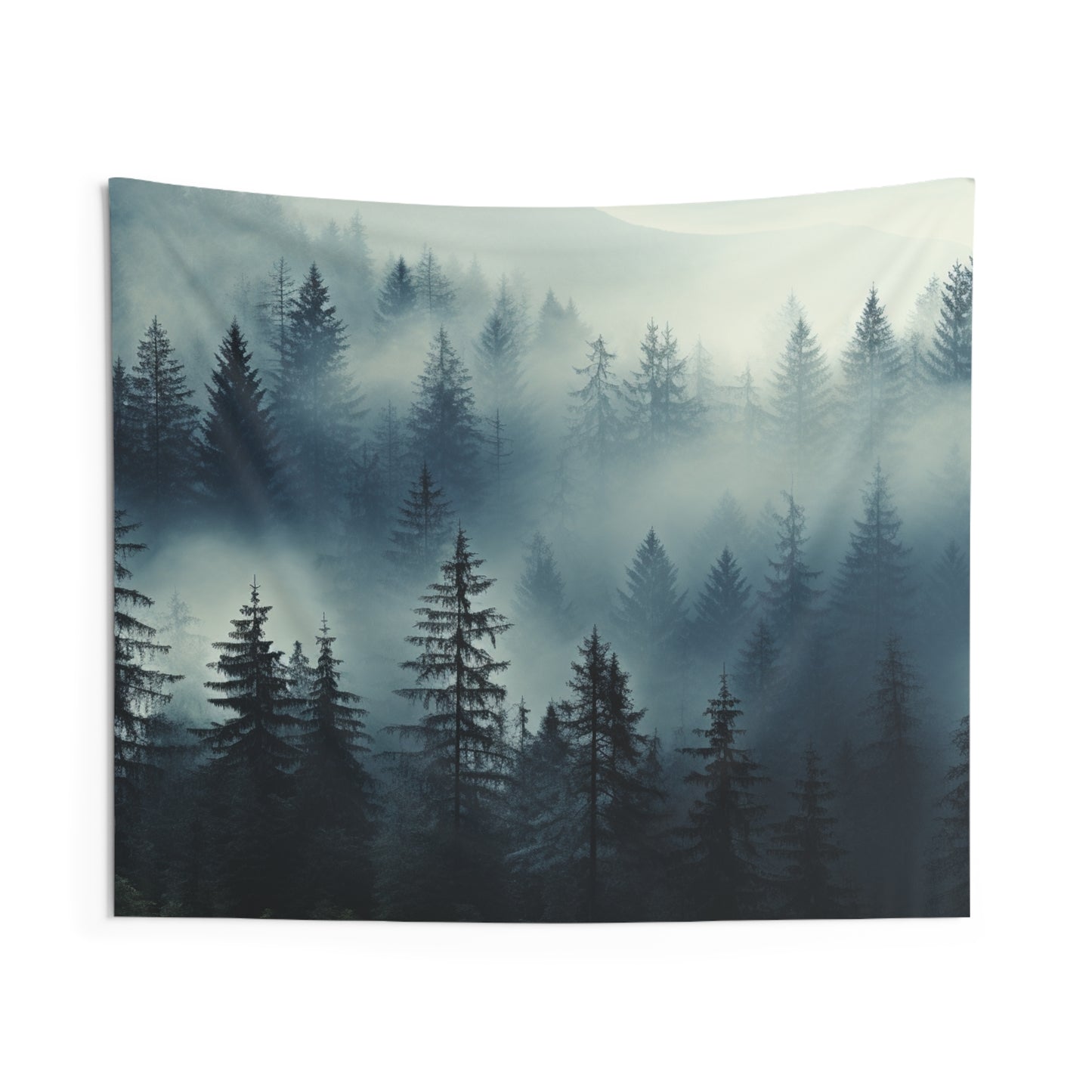 Foggy Forest Tapestry, Pine Tree Landscape Wall Hanging, Nature View Misty Mountain Home Decor for Living Room, Bedroom - Indoor Wall Tapestries