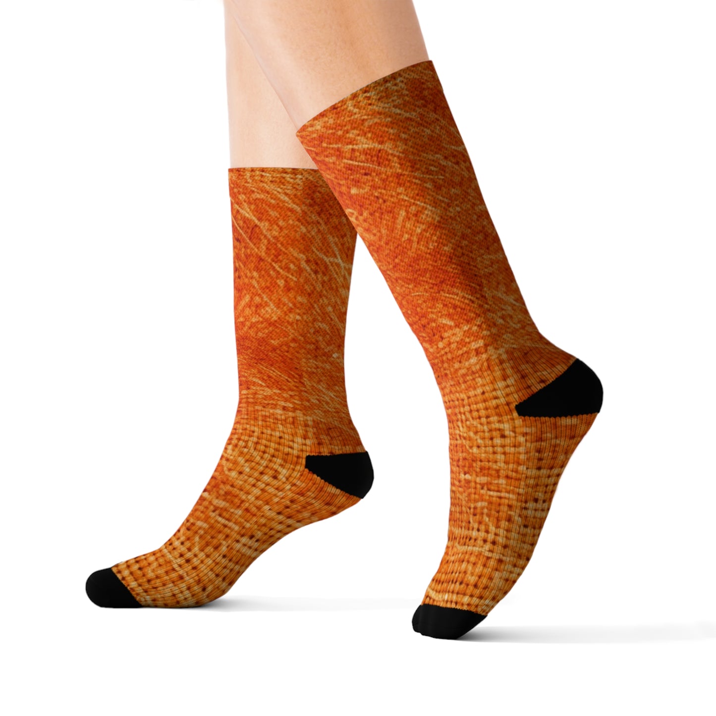 Burnt Orange/Rust: Denim-Inspired Autumn Fall Color Fabric - Sublimation Socks