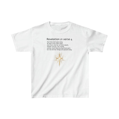 Revelation 21 Verse 4, Christian Gift, Kids Heavy Cotton™ Tee