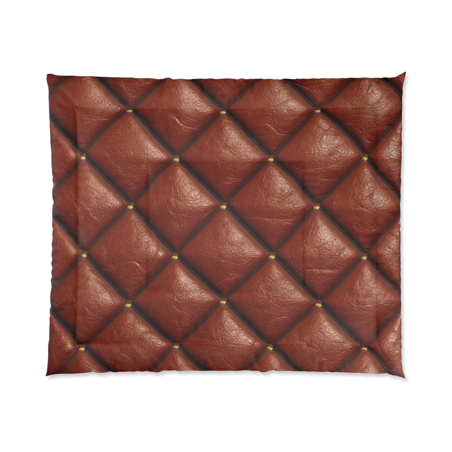 Brown Leather Cognac Pattern Rugged Durable Design Style - Bed Comforter