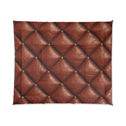 Brown Leather Cognac Pattern Rugged Durable Design Style - Bed Comforter