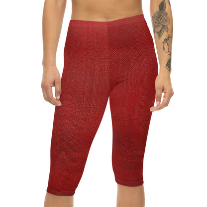 Juicy Red Berry Blast: Denim Fabric Inspired Design - Women’s Capri Leggings (AOP)